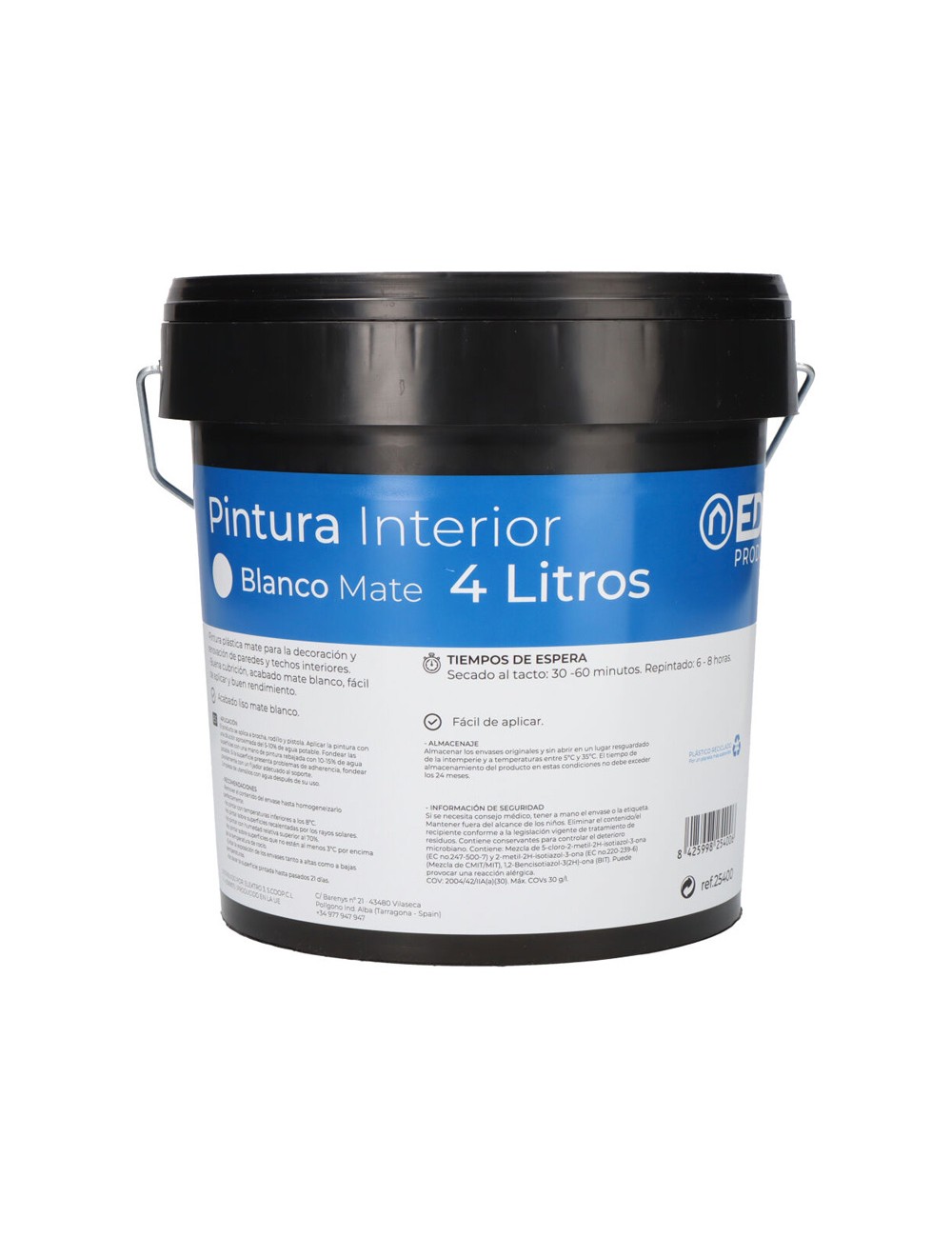 Pintura plastica mate interior blanca 4l edm