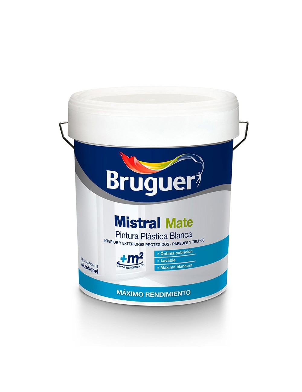 Pintura plastica blanca mate mistral 15l para interior y exterior 5586672 bruguer