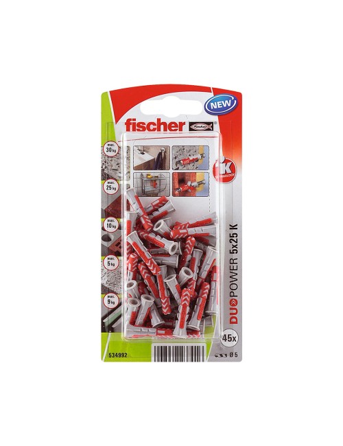 Blister 45 tacos duopower ø5x25mm 534992 fischer