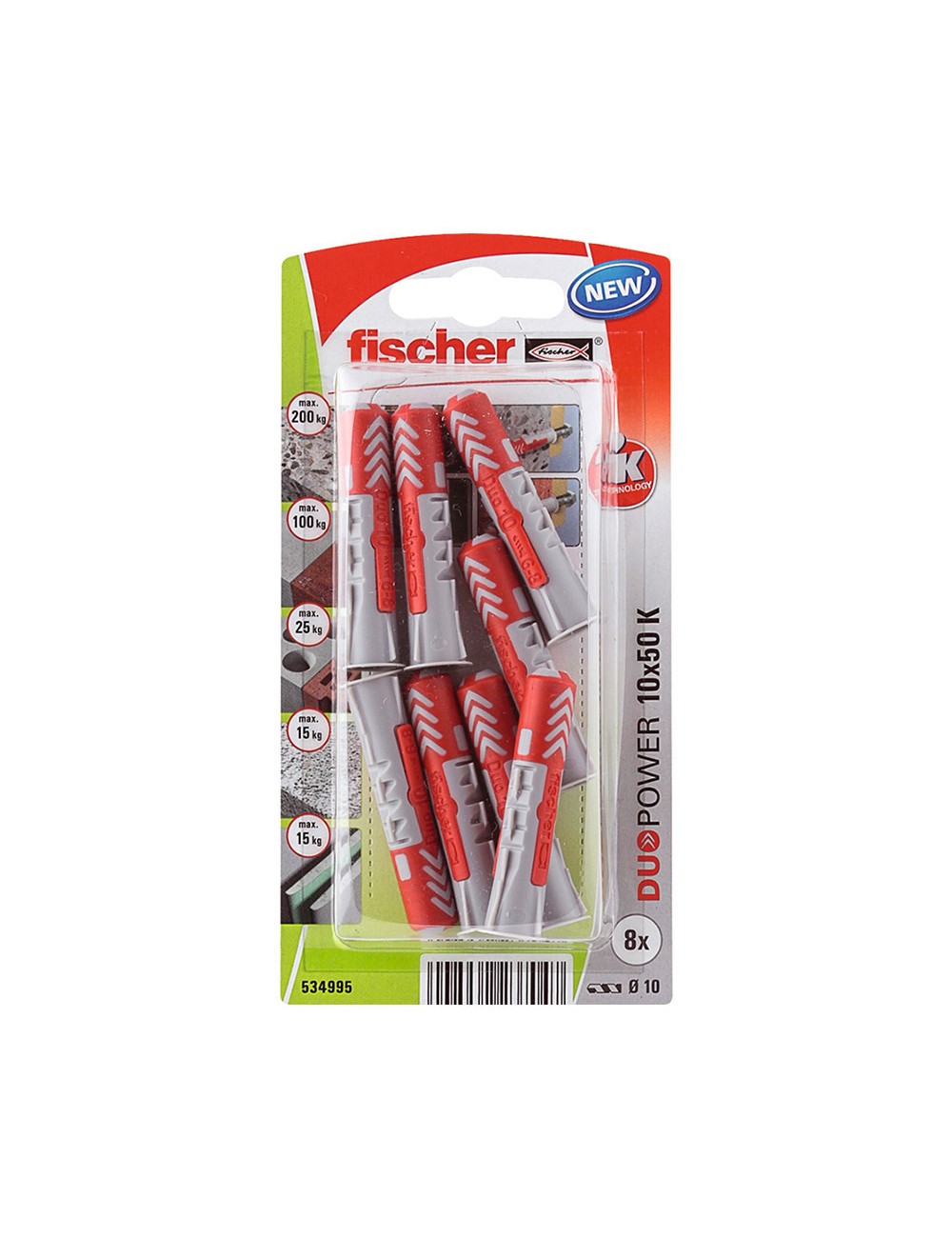 Blister 8 tacos duopower ø10x50mm 534995 fischer