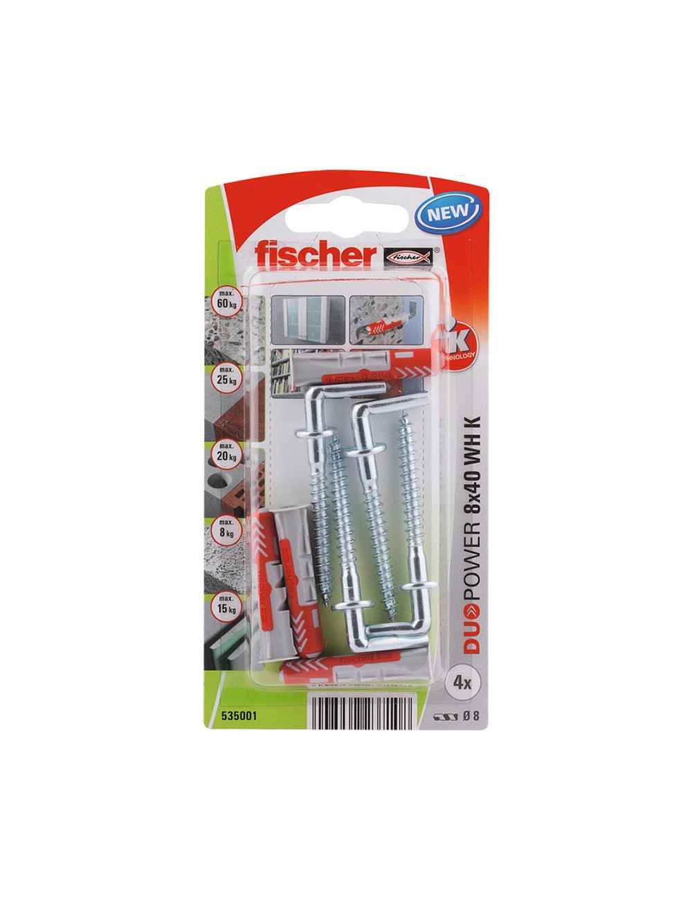 Blister 4 tacos+alcayatas duopower ø8x40mm 535001 fischer