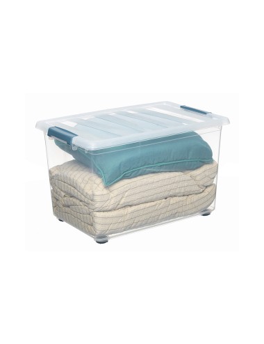 Caja katla transparente 57l con ruedas y asas ergonomicas 59x39x36,5cm