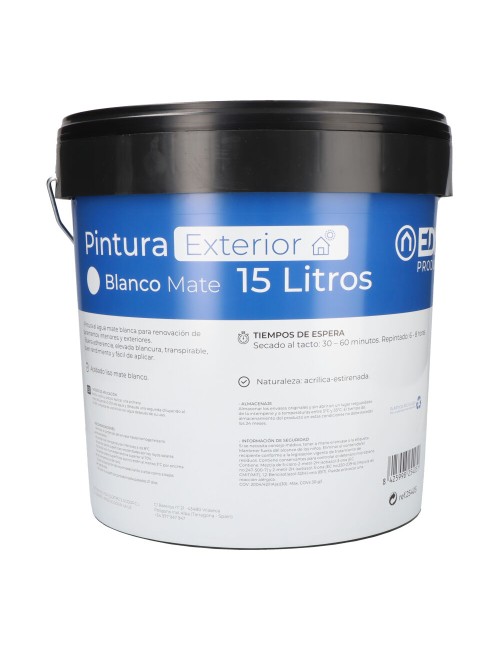 Pintura plastica mate interior/exterior blanca 15l edm