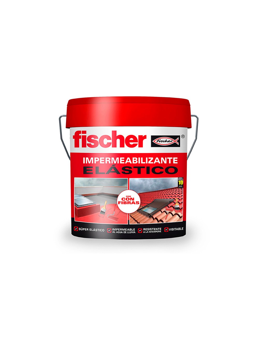 Impermeabilizante 750ml rojo con fibras 558428 fischer