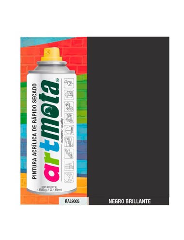 Spray negro brillante ral9005 216ml la01 mota