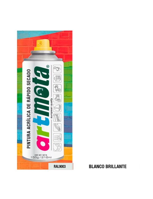 Spray blanco brillante ral9003 216ml la04 mota