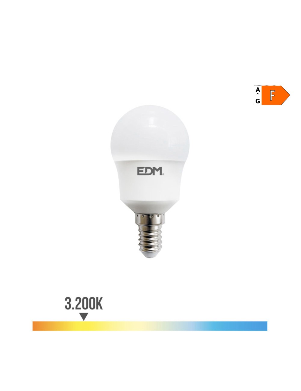 Bombilla esferica led e14 8,5w 880lm 3000k luz calida ø4,5x8,8cm edm