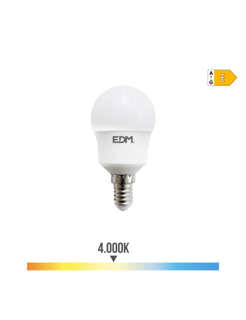 Bombilla esferica led e14 8,5w 950lm 4000k luz dia ø4,5x8,7cm edm