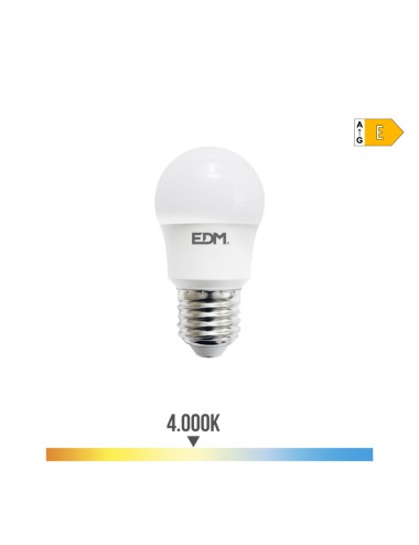 Bombilla esferica led e27 8,5w 950lm 4000k luz dia ø4,5x8,6cm edm