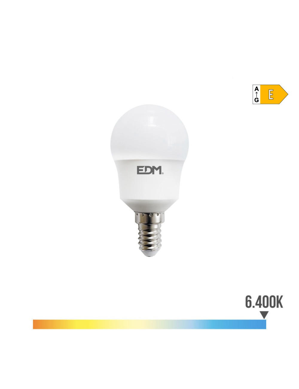 Bombilla esferica led e14 8,5w 1000lm 6400k luz fria ø4,5x8,8cm edm