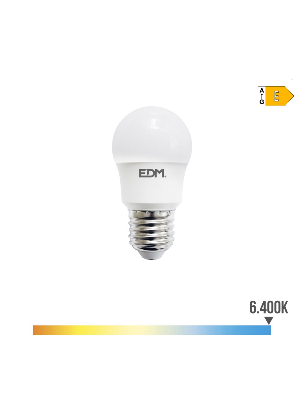 Bombilla esferica led e27 8,5w 1000lm 6400k luz fria ø4,5x8,6cm edm