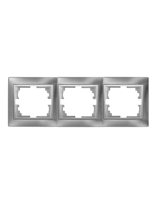 Marco para 3 elementos horizontal plata 225x81x10mm serie europa solera erp73au