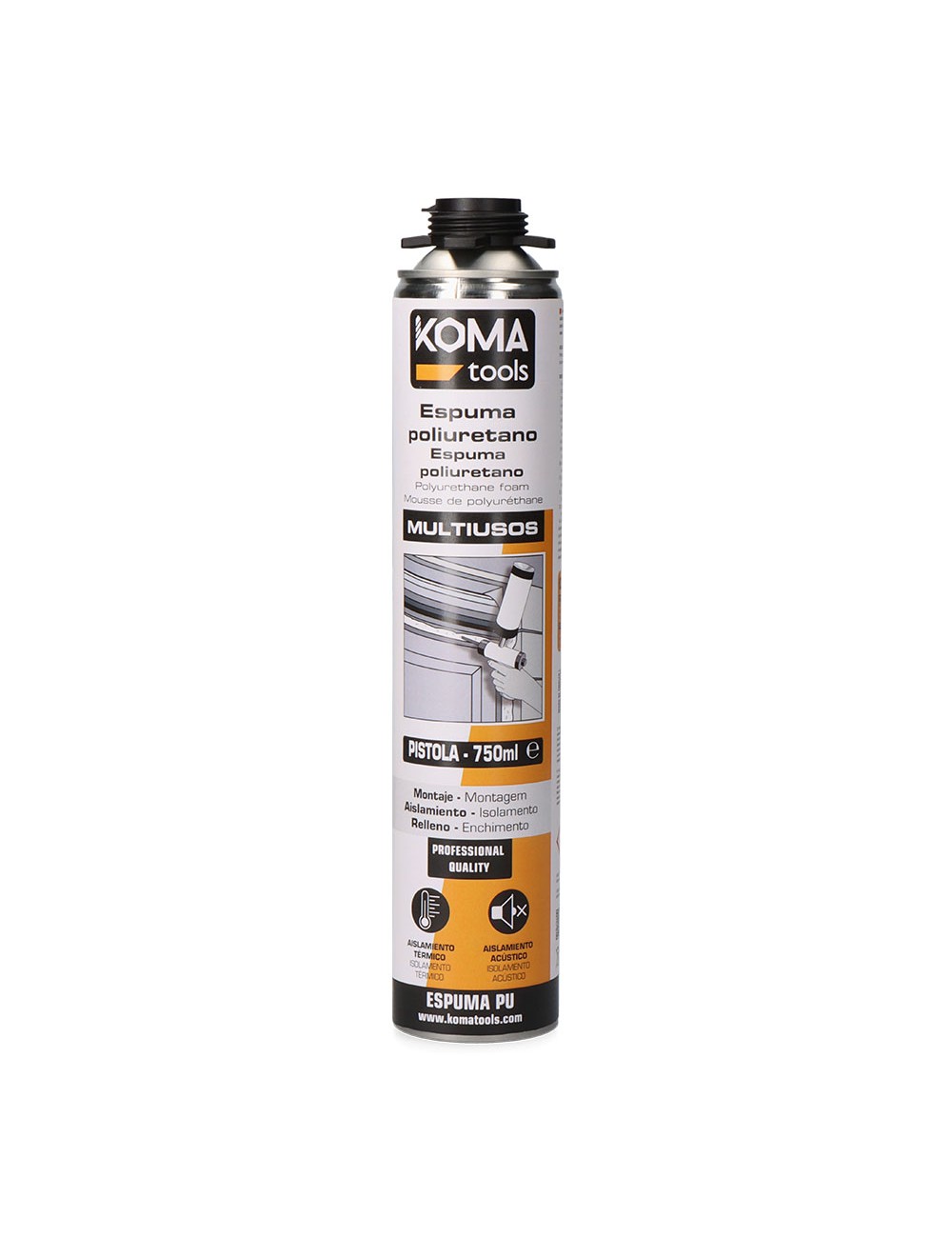 Espuma poliuretano pistola 750ml koma tools