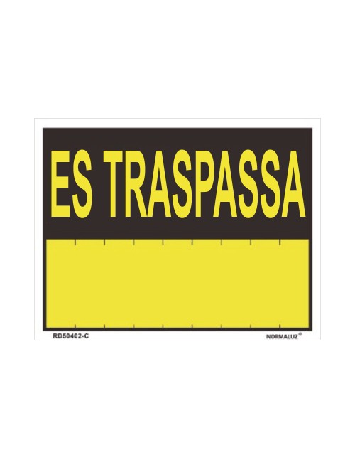 Rotulo "es traspassa" (pvc 0.4mm) 35x45cm normaluz