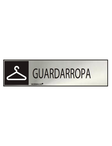 Cartel informativo "guardarropa" (inox adhesivo 0.8mm) 5x20cm normaluz