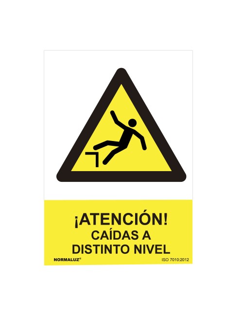 Cartel peligro "atencion caidas a distinto nivel" (pvc 0.7mm) 30x40cm normaluz