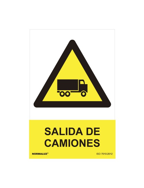 Cartel peligro "salida de camiones" (pvc 0.7mm) 30x40cm normaluz