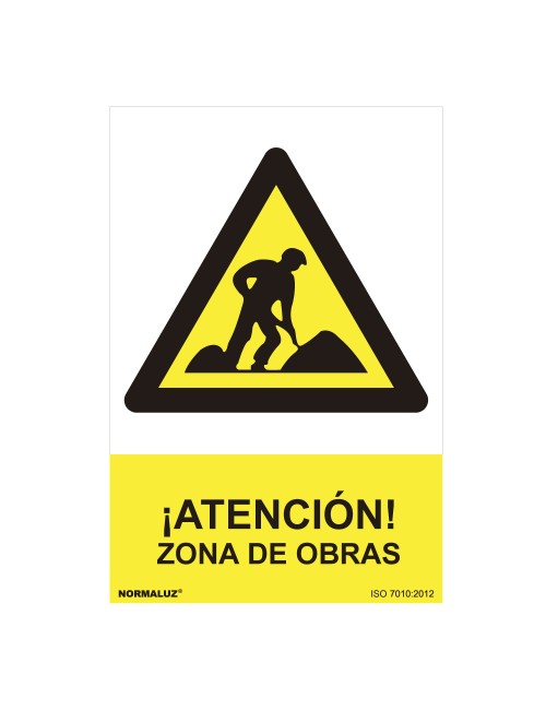 Cartel peligro "zona de obras" (pvc 0.7mm) 30x40cm normaluz