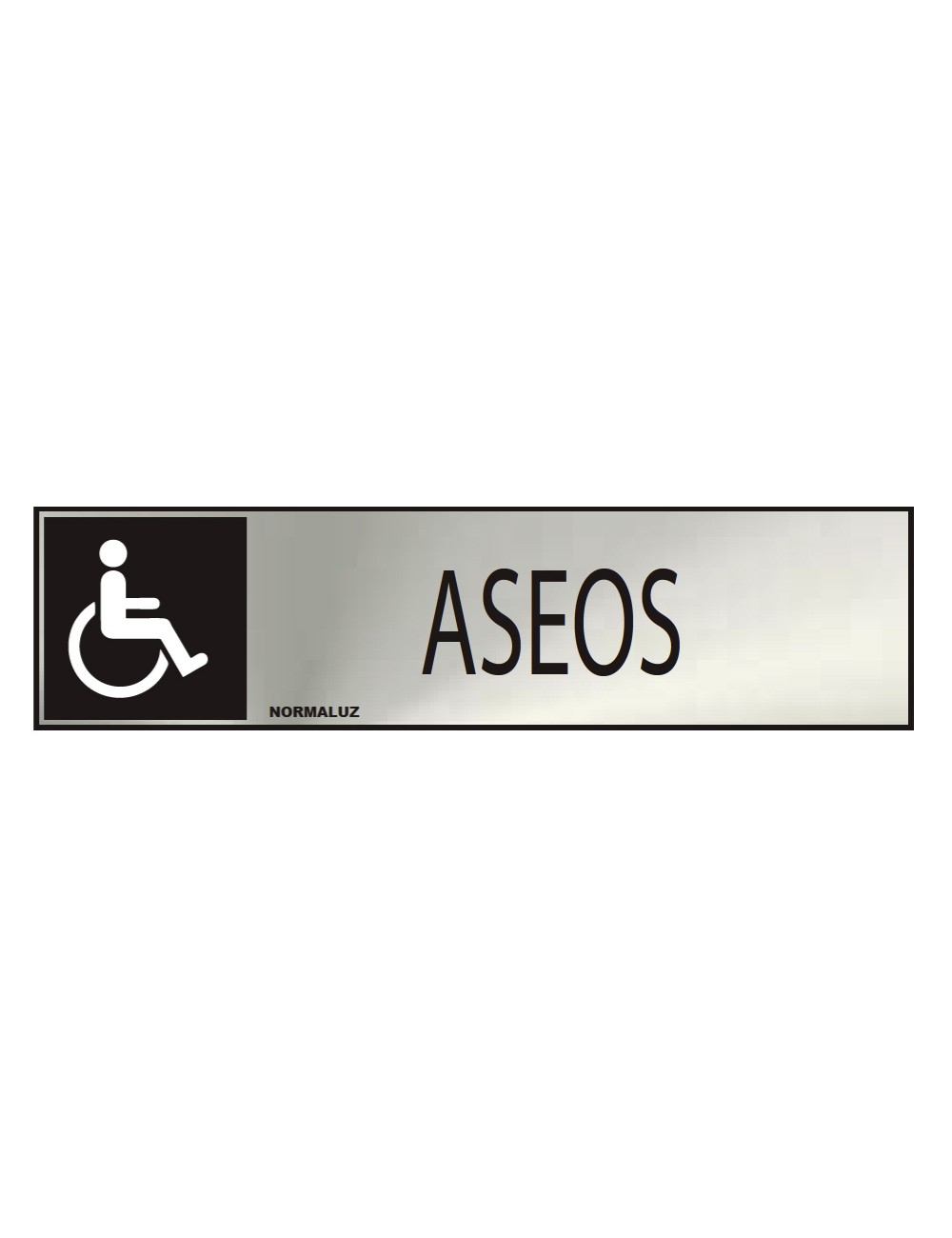 Cartel informativo "aseos" discapacitados (inox adhesivo 0.8mm) 5x20cm normaluz