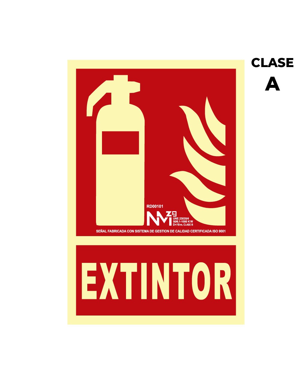 Cartel de extinción "extintor" clase a (pcv 1mm) 21x30cm normaluz