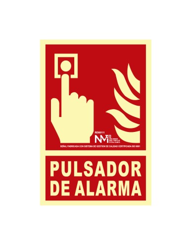 Cartel de extinción "pulsador de alarma" clase b (pcv 0,7mm) 21x30cm normaluz