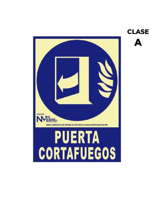 Cartel de extinción "puerta cortafuegos" clase a (pvc 1mm) 21x30cm normaluz