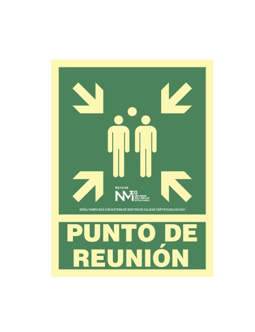 Cartel de evacuación "punto de reunion" clase b (pvc 0,7mm) 22.4x30cm normaluz