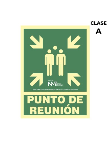 Cartel de evacuación "punto de reunion" clase a (pvc 1mm) 22.4x30cm normaluz