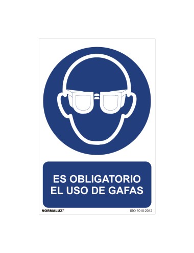 Cartel "es obligatorio el uso de gafas" (pvc 0,7mm) 30x40cm normaluz