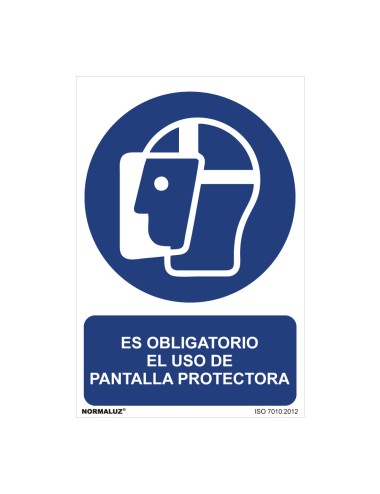 Cartel "es obligatorio el uso de pantalla protectora" (pvc 0,7mm) 30x40cm normaluz