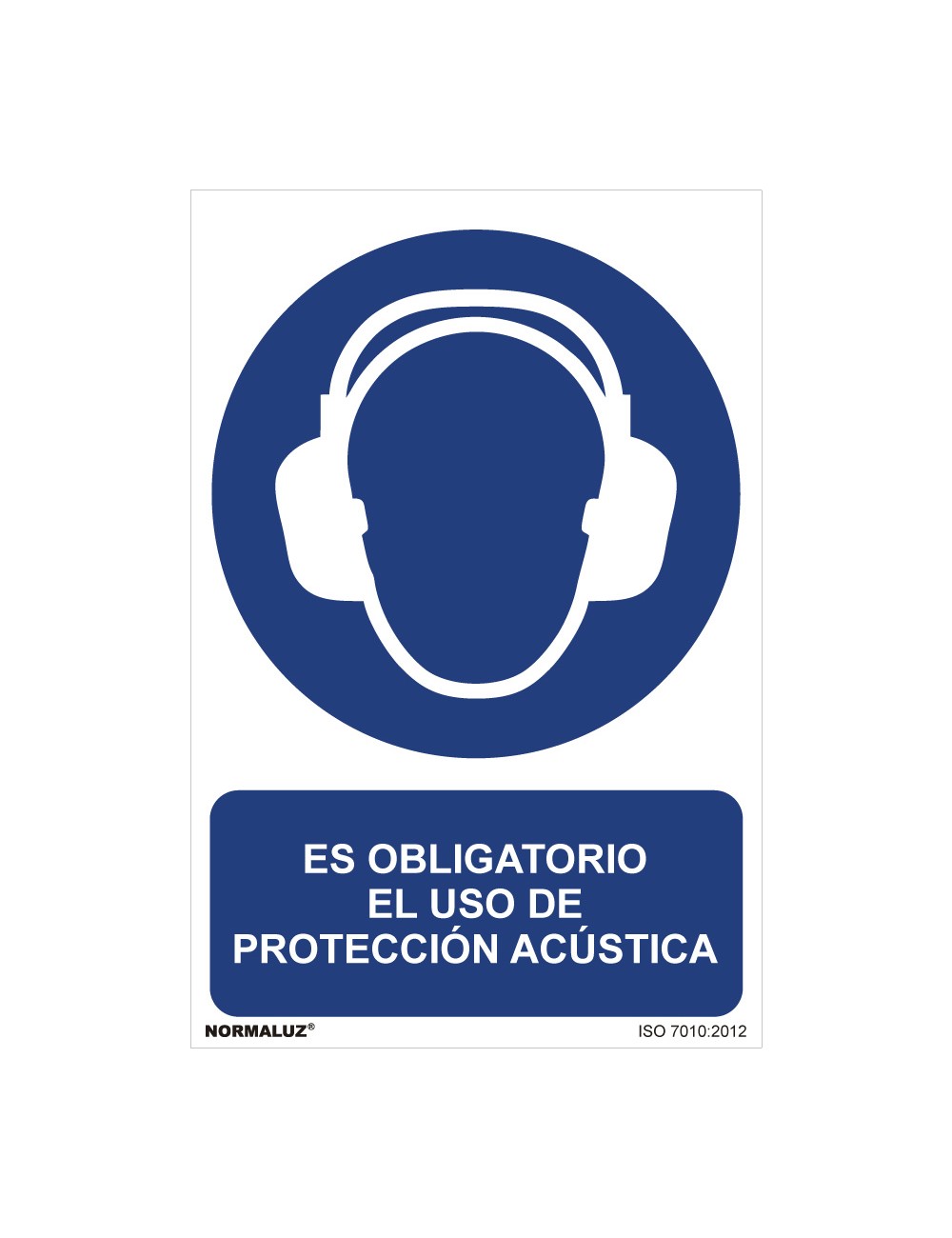 Cartel "es obligatorio el uso de proteccion acustica" (pvc 0,7mm) 30x40cm normaluz