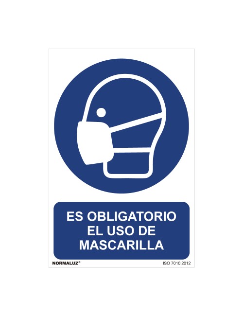 Cartel "es obligatorio el uso de mascarilla" (pvc 0,7mm) 30x40cm normaluz