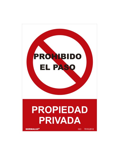 Señal prohibido "prohibido el paso propiedad privada" (pvc 0.7mm) 30x40cm normaluz