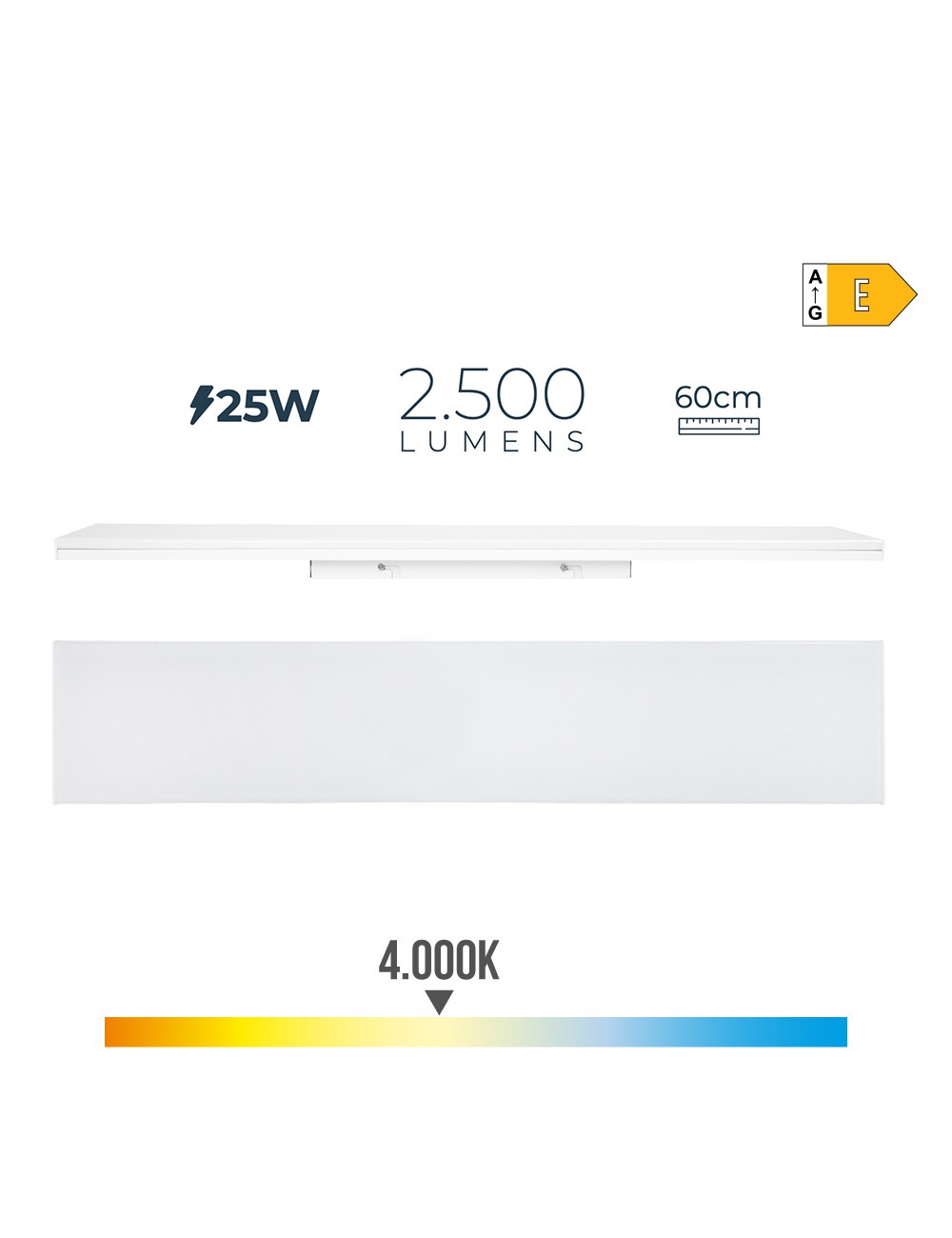 Regleta led 25w 4000k luz dia 2500lm 12x60x4,5cm edm