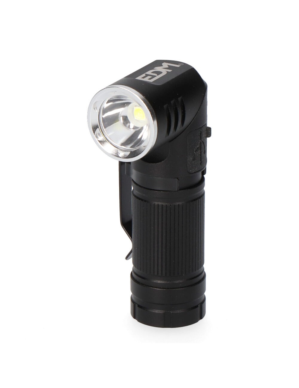 Mini linterna led 8w 450lm.cuerpo aluminio, cabezal direccionable. recargable