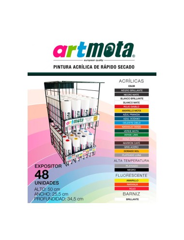 Expositor 48 sprays artmota gratis por la compra de 138 sprays art ex25 mota