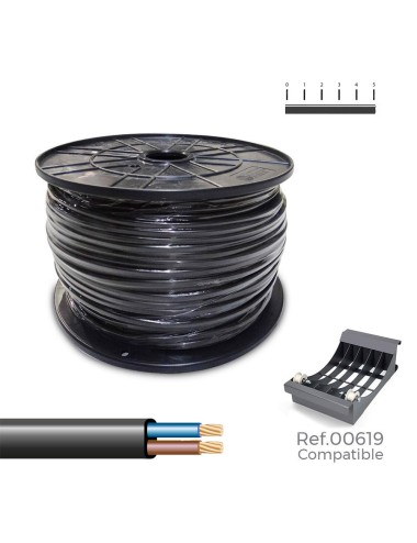 Carrete cable manguera plana negra 2x1mm 500m (audio) (bobina grande ø400x200mm)