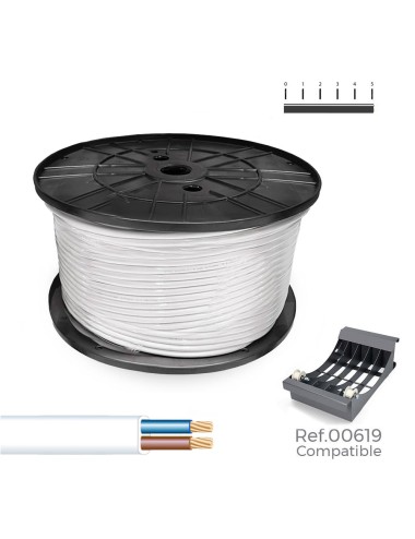 Carrete cable manguera plana blanca 2x1mm 500m (audio) (bobina grande ø400x200mm)