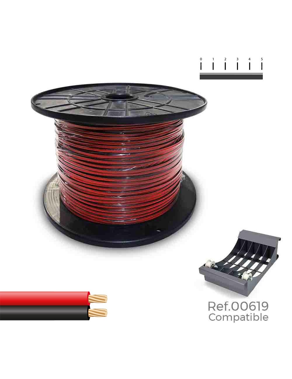 Carrete cable paralelo (audio) 2x1,5mm rojo/negro 500m (bobina grande ø400x200mm)