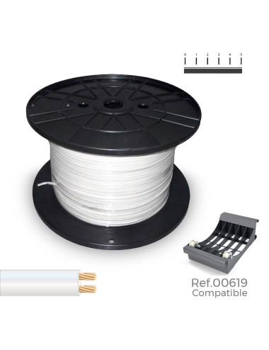 Carrete cable paralelo (audio) 2x0,75mm blanco 1000m (bobina grande ø400x200mm)