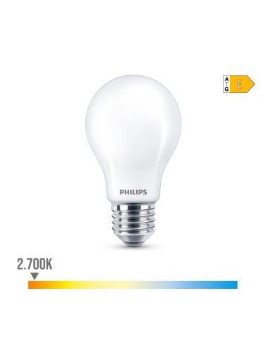 Bombilla standard led e27 8,5w 1.055lm 2700k luz calida ø6x10,4cm. philips