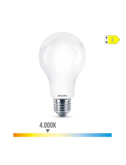 Bombilla standard led e27 13w 2000lm 4000k luz dia ø7x12,1cm. philips