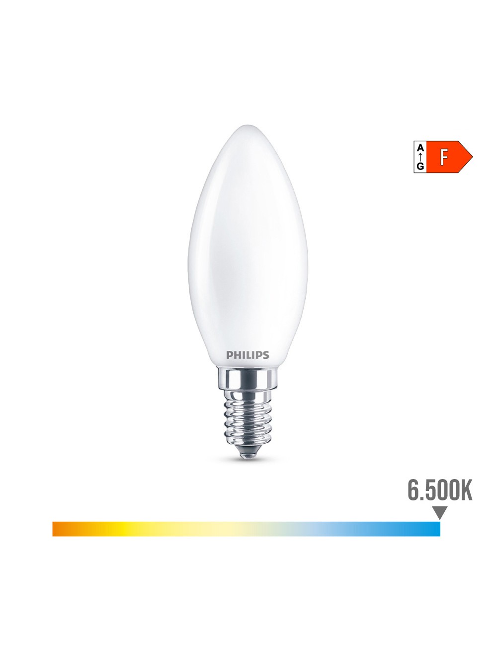 Bombilla vela led e14 4,3w 470lm 6500k luz fria ø3,5x9,7cm. philips