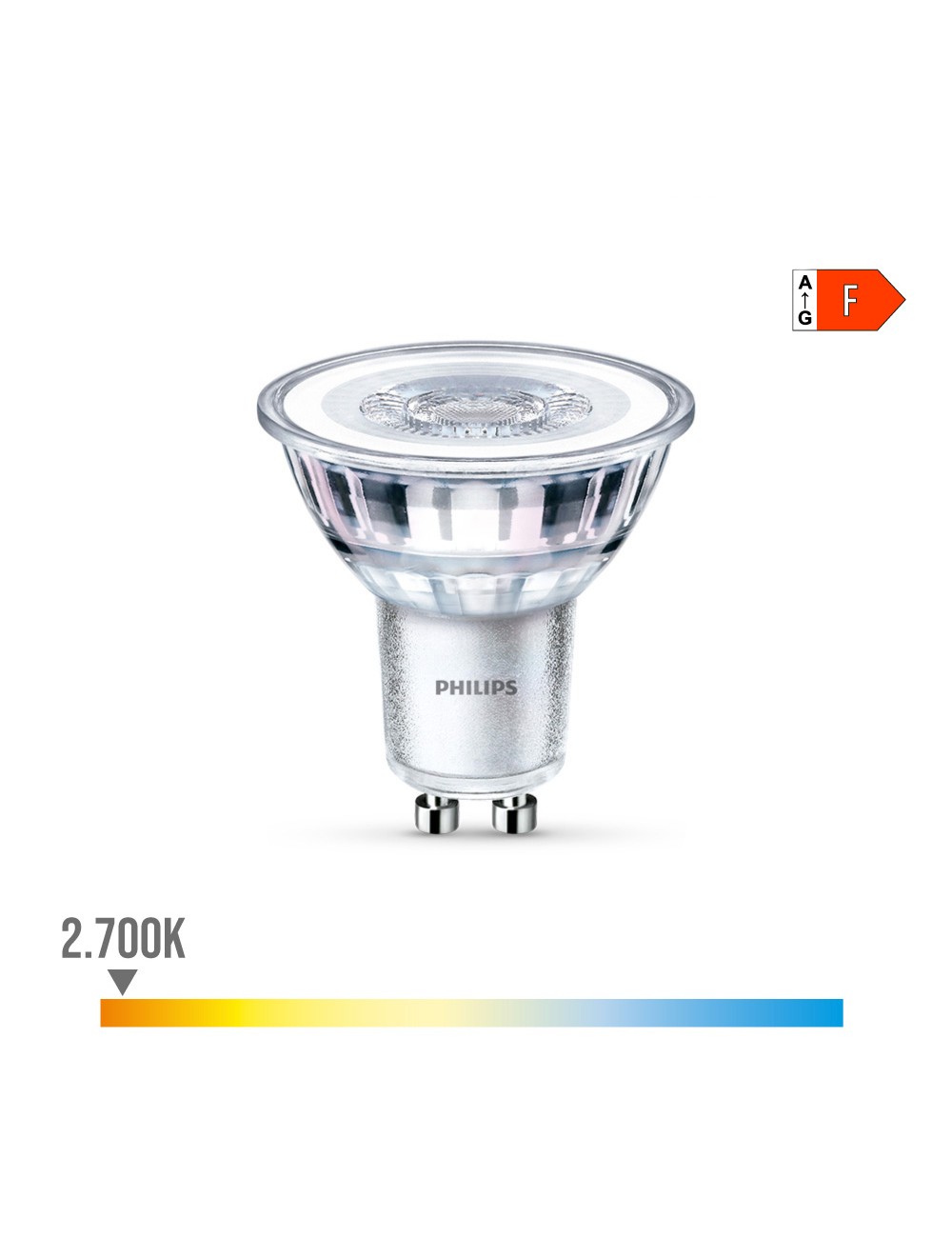 Bombilla gu10 led 4,6w 390lm 2700k luz calida ø5x5,4cm philips