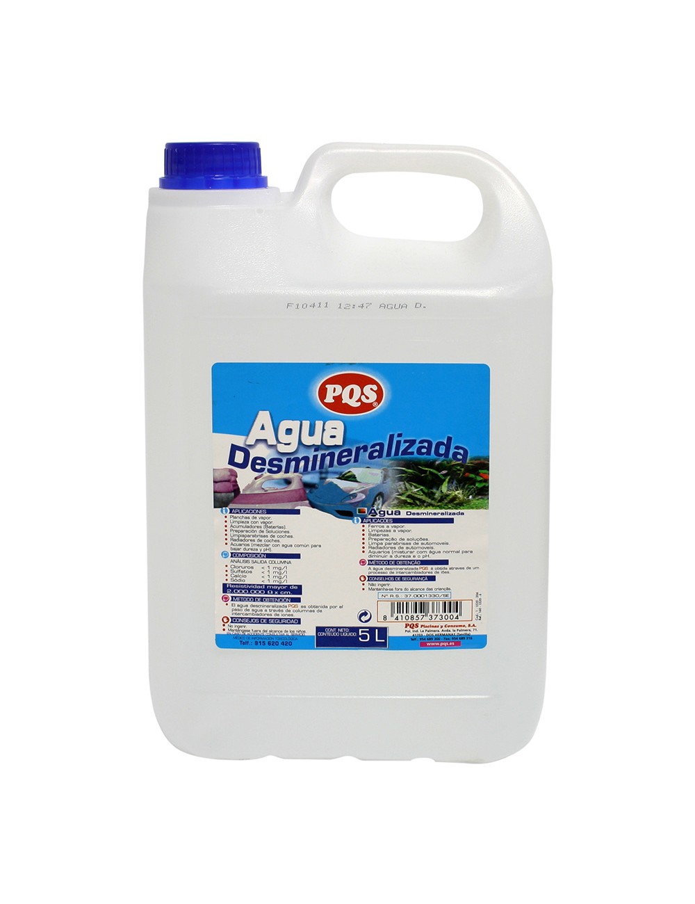 Agua desmineralizada garrafa 5l pqs