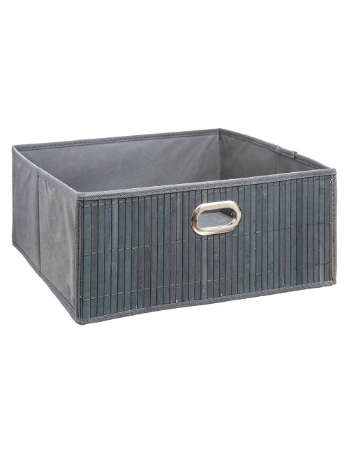 Cesta para mueble de almacenaje bambú gris 31x31x13.5 cm