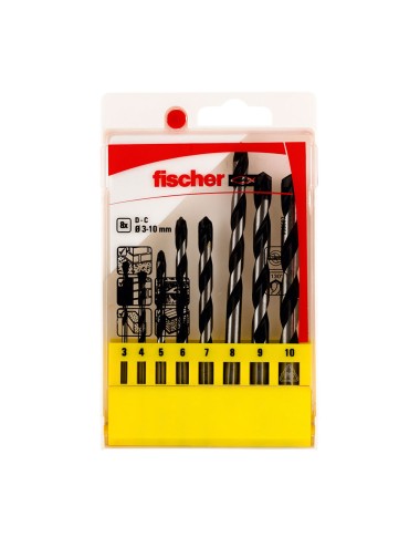 Pack 8 brocas percusion e ø3/4/5/6/7/8/9/10mm 536607 fischer