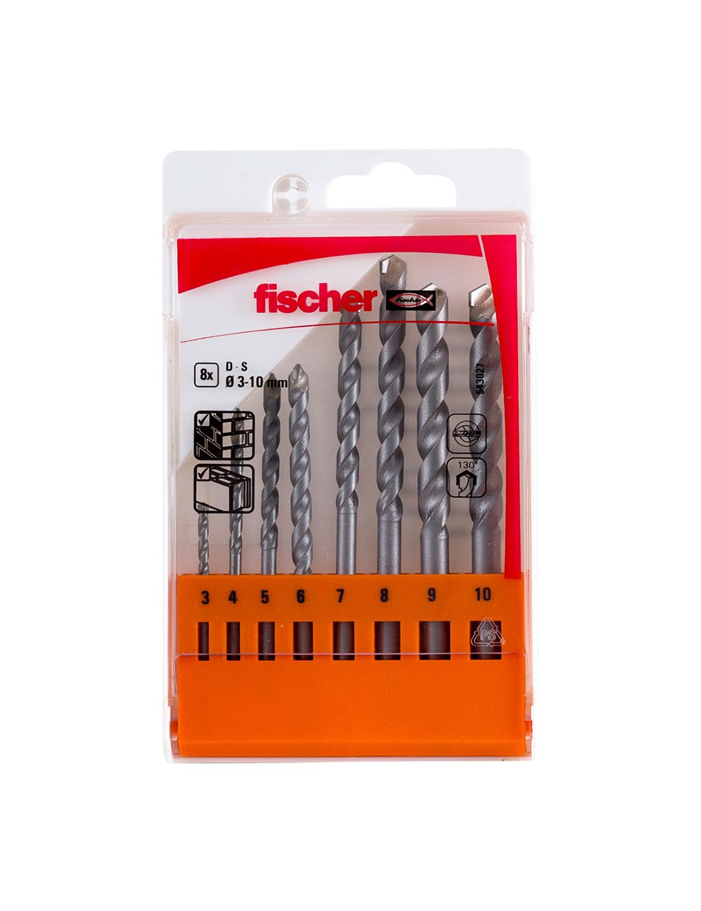 Pack 8 brocas percusion s ø3/4/5/6/7/8/9/10mm 543027 fischer