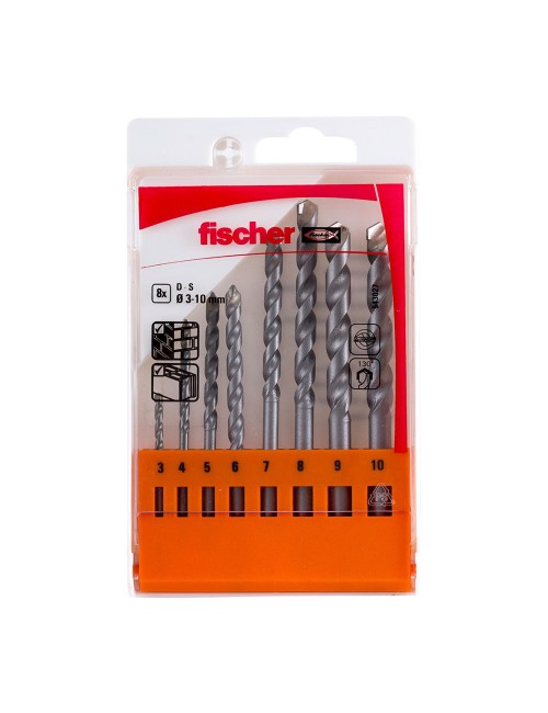 Pack 8 brocas percusion s ø3/4/5/6/7/8/9/10mm 543027 fischer