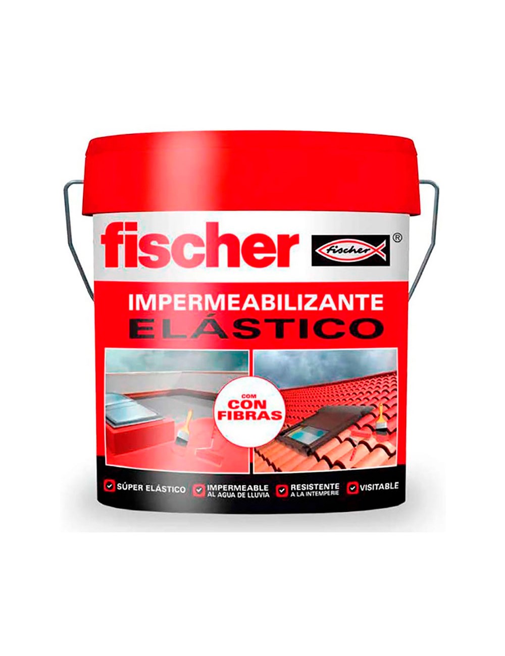 Impermeabilizante 15l rojo con fibras 547152 fischer